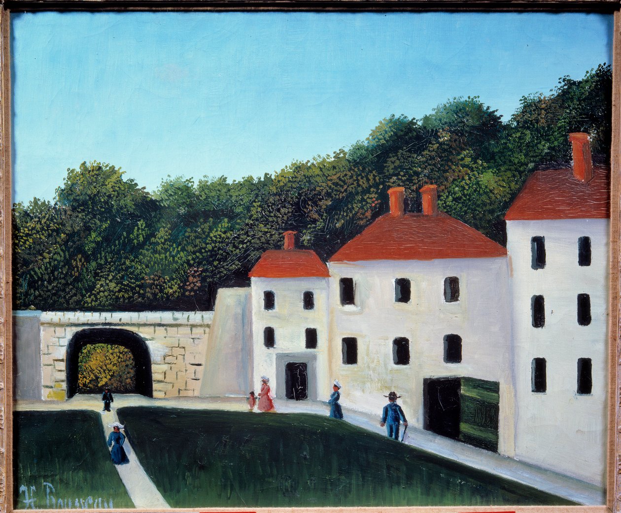 Caminhantes num parque Pintura de Henri Rousseau dit le Douanier Rousseau (1844-1910) Século XX Sol. 0,46x0,55 m Paris, Musee de l