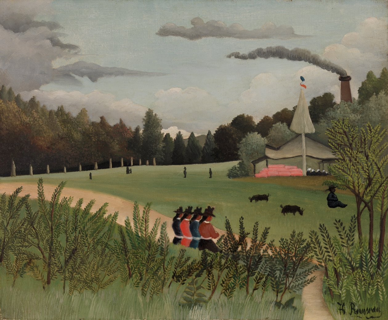 Estacionar com figuras de Henri J.F. 1844 1910 Rousseau