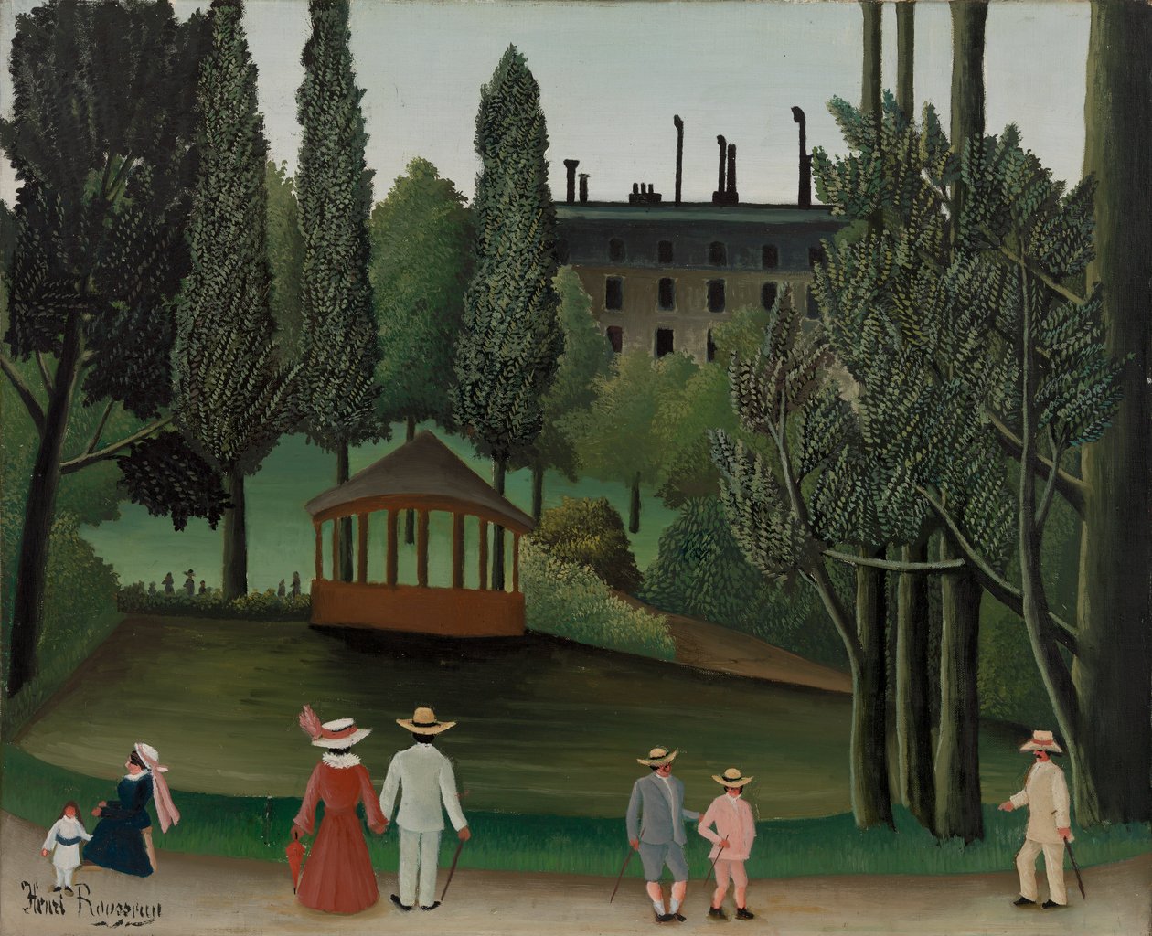Vista do Parque Montsouris, o quiosque, provavelmente 1908-1910 de Henri J.F. 1844 1910 Rousseau