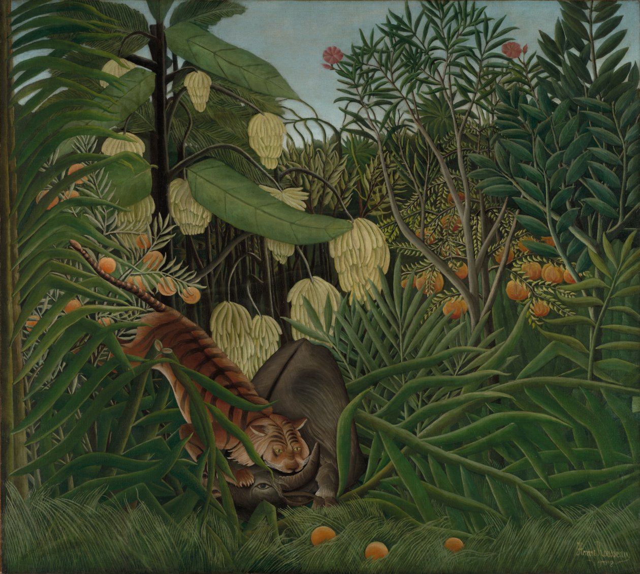Luta entre um tigre e um búfalo, 1908 de Henri J.F. Rousseau