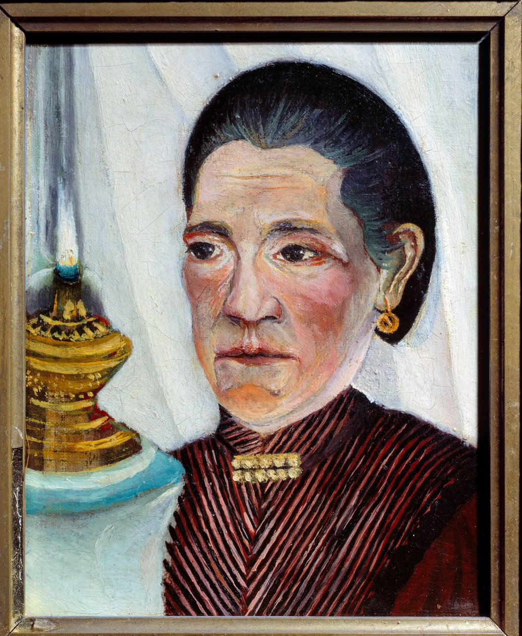 Retrato da segunda esposa do artista Pintura de Henri Rousseau dit Le Douanier Rousseau de Henri J.F. Rousseau