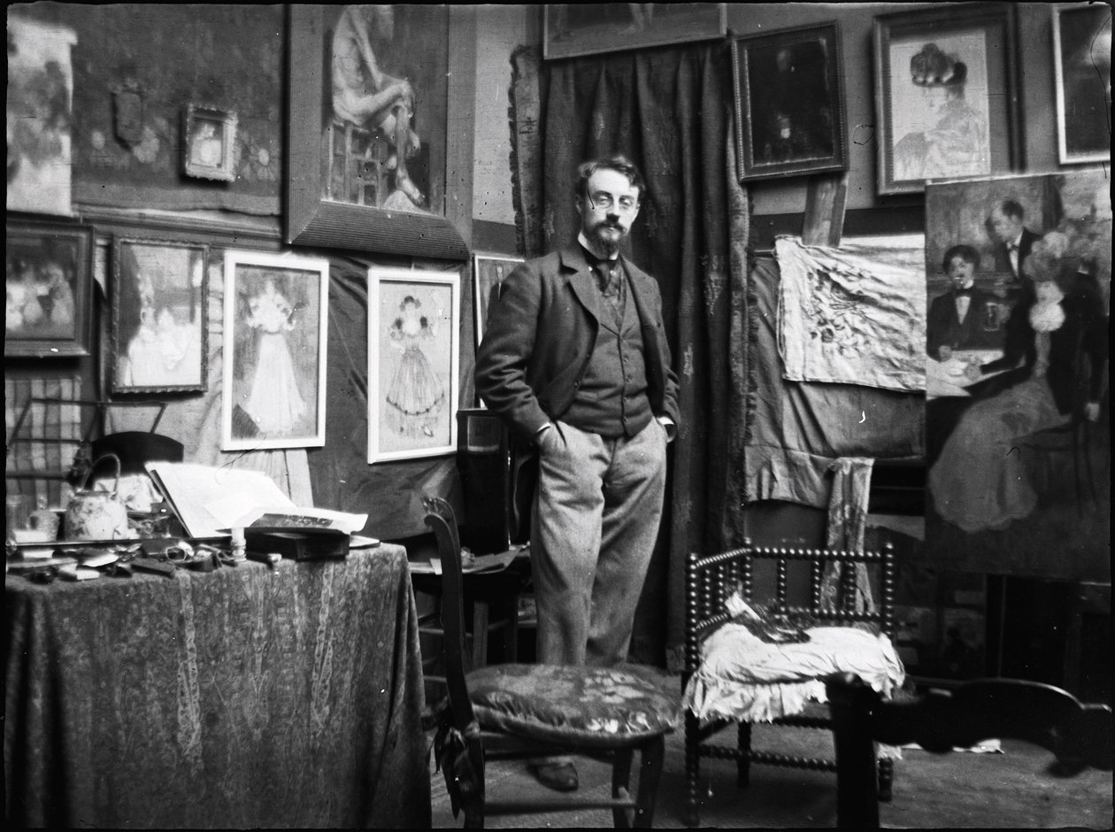Henri Matisse na oficina de Henri Evenepoel, 1897. de Henri Jacques Edouard Evenepoel