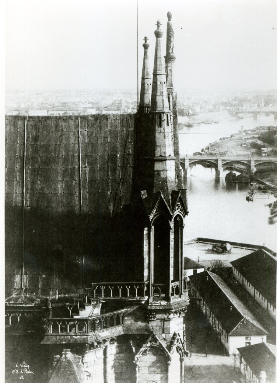 Vista da Catedral de Notre-Dame em Paris e o rio Sena, c.1853 de Henri Jean Louis Le Secq