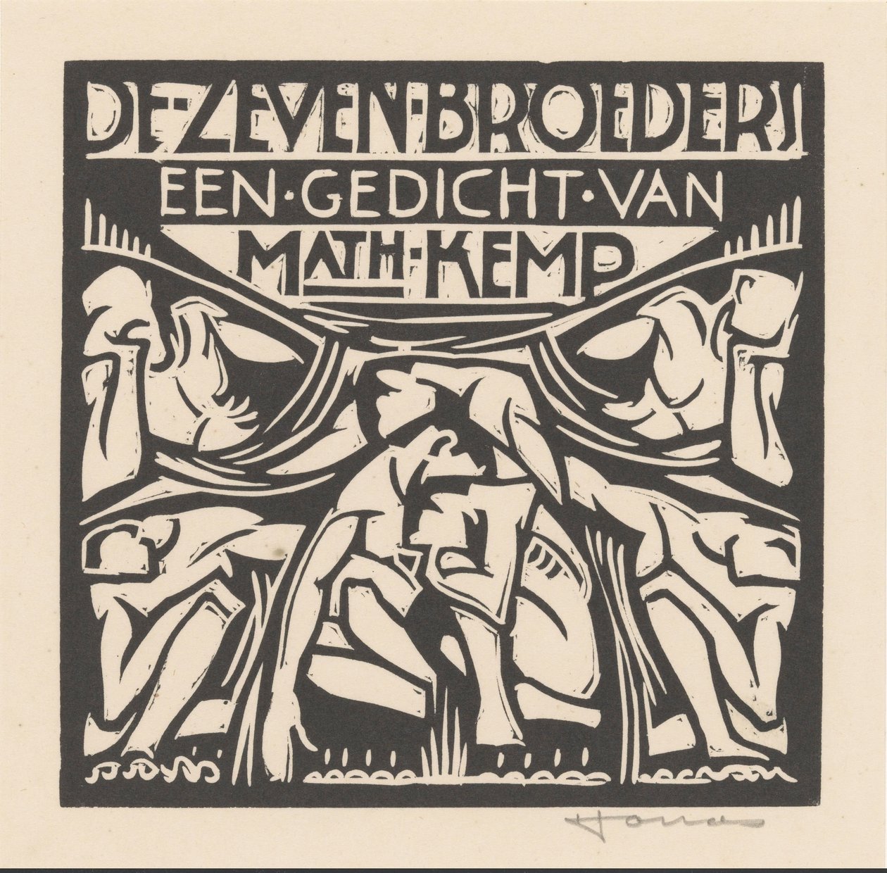 Os sete irmãos (título original sobre o objecto) de Henri Jonas (signed by artist)