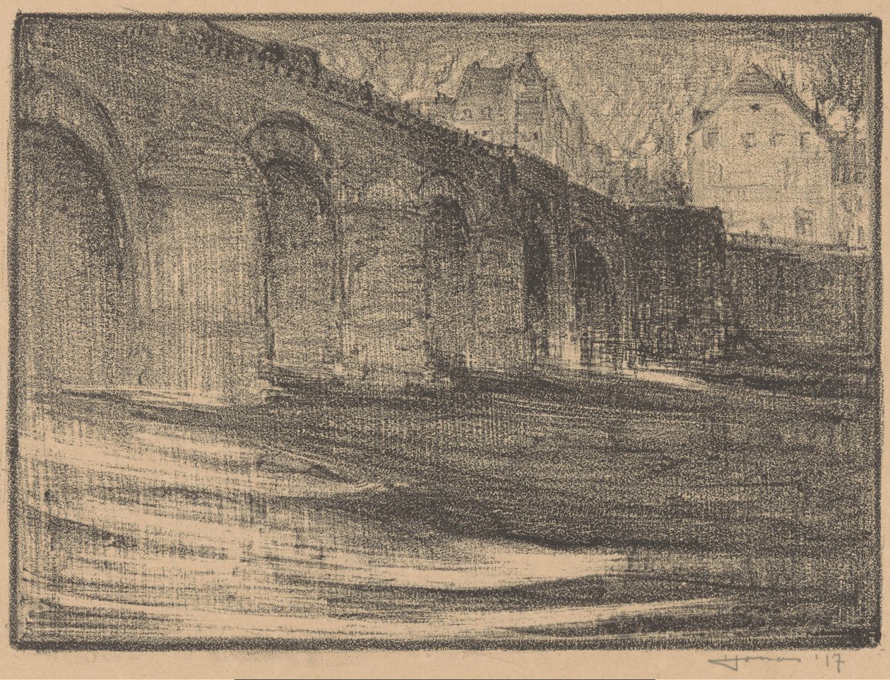 Ponte de São Servatius sobre o rio Maas em Maastricht de Henri Jonas (signed by artist)