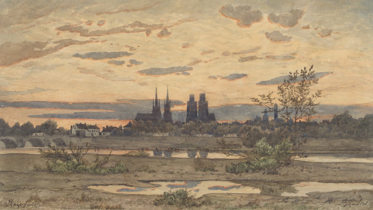 Uma vista de Moulins, c. 1850-60. de Henri Joseph Harpignies