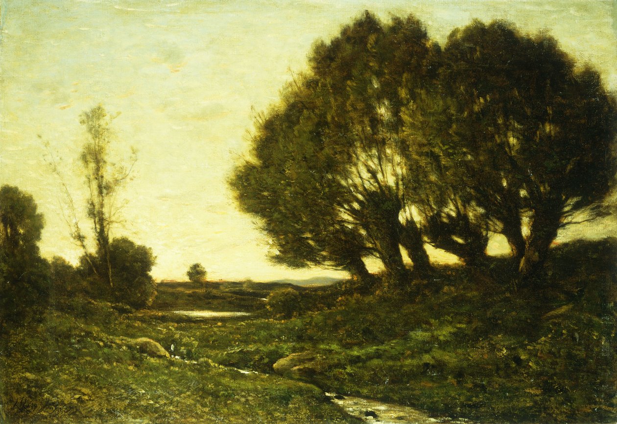 Uma paisagem arborizada com um riacho, 1903 de Henri Joseph Harpignies