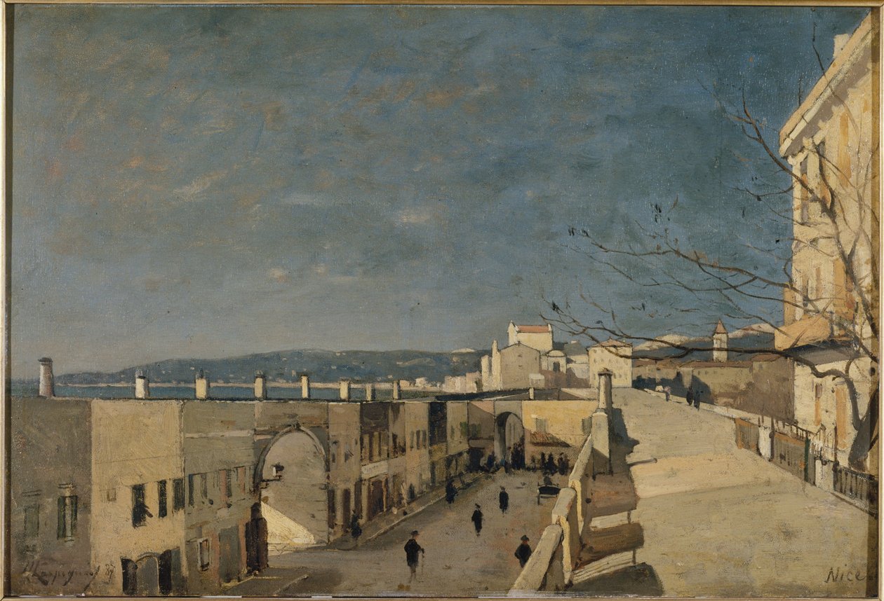Um cais em Nice, Les Ponchettes de Henri Joseph Harpignies