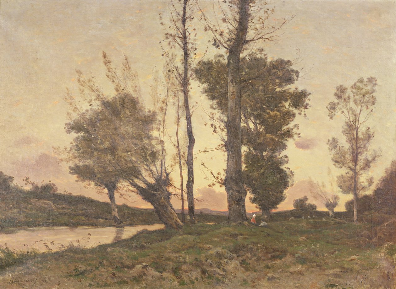 Paisagem com um fluxo de Henri Joseph Harpignies