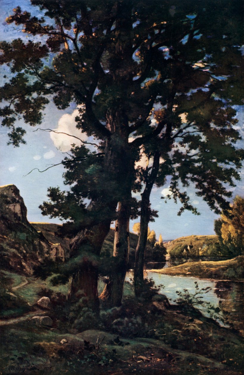 Carvalhos em Chateaunenard, França, 1926. de Henri Joseph Harpignies