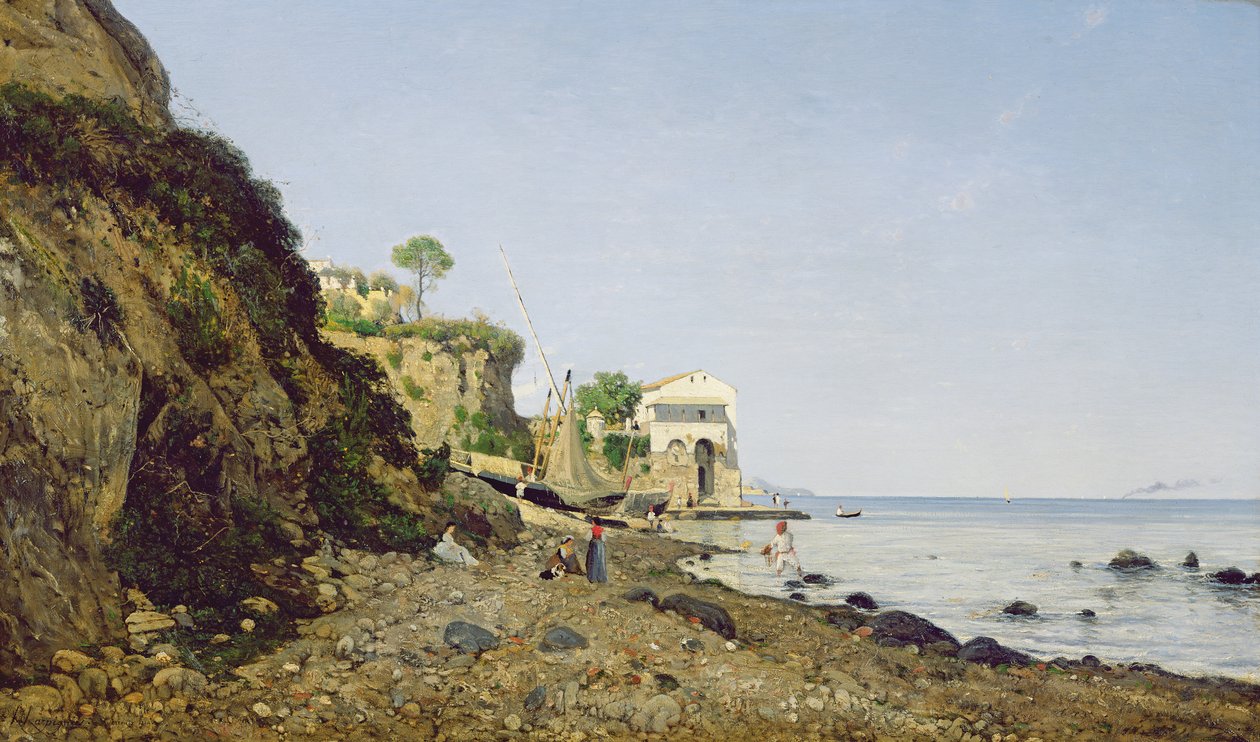 Seascape em Sorrento, 1859 de Henri Joseph Harpignies