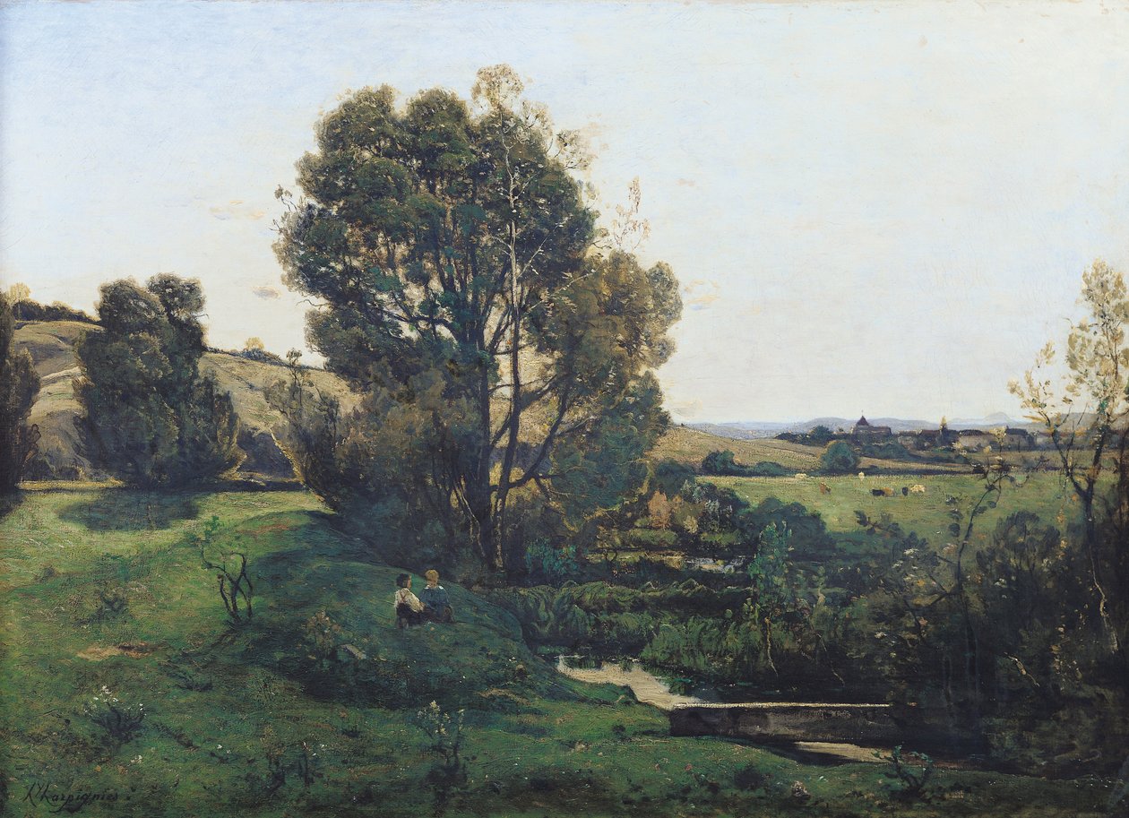 Vista de Moncel-sur-Seine, c.1868 de Henri Joseph Harpignies