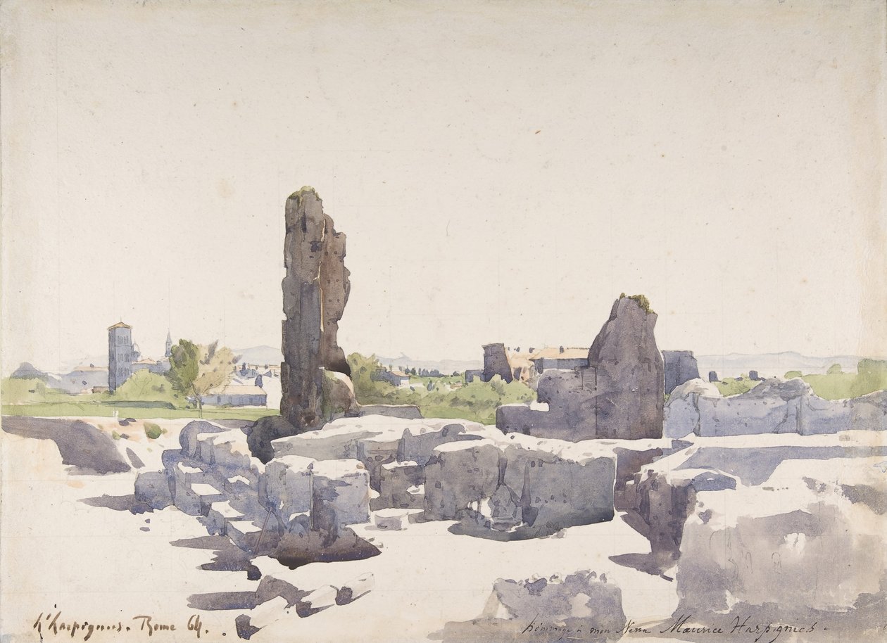 Vista do Coliseu da Basílica de Domiciano e do Palácio Flaviano, Roma, 1864. de Henri Joseph Harpignies