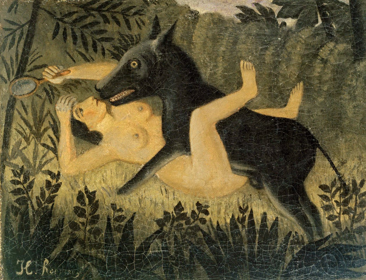 A Bela e a Fera A Bela e a Fera, c. 1908. de Henri Julien Félix Rousseau