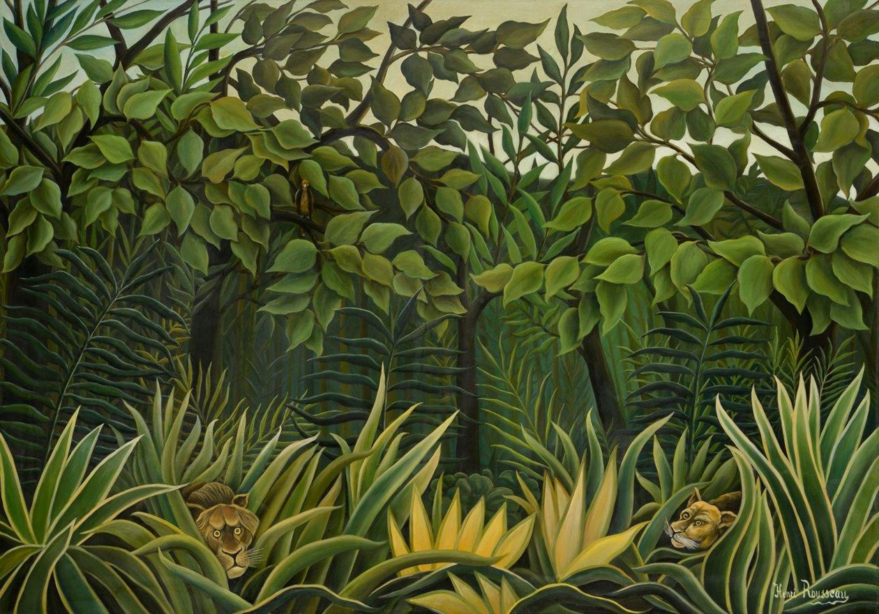 Dois leões à espreita na selva, 1909-1910. de Henri Julien Félix Rousseau