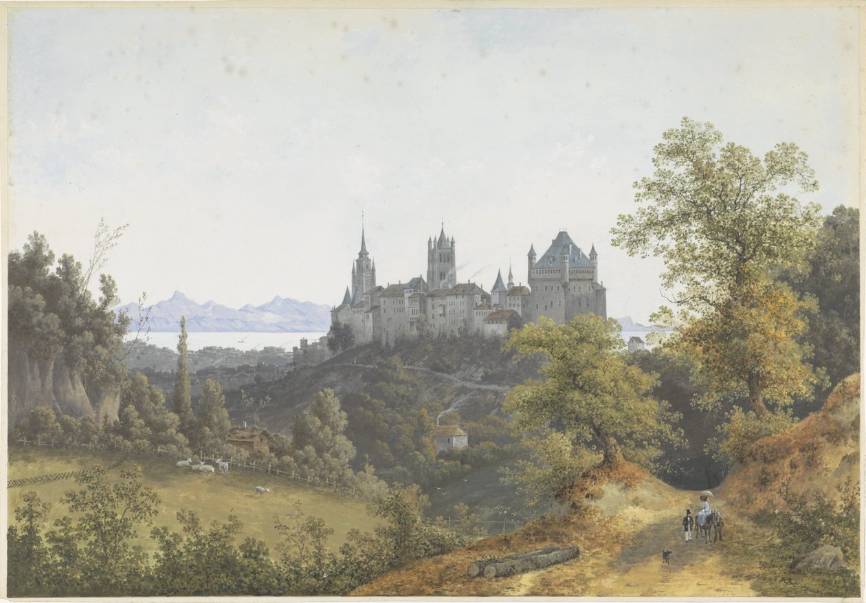 Vista de Lausanne, com vista para o castelo e a catedral de Henri Knip