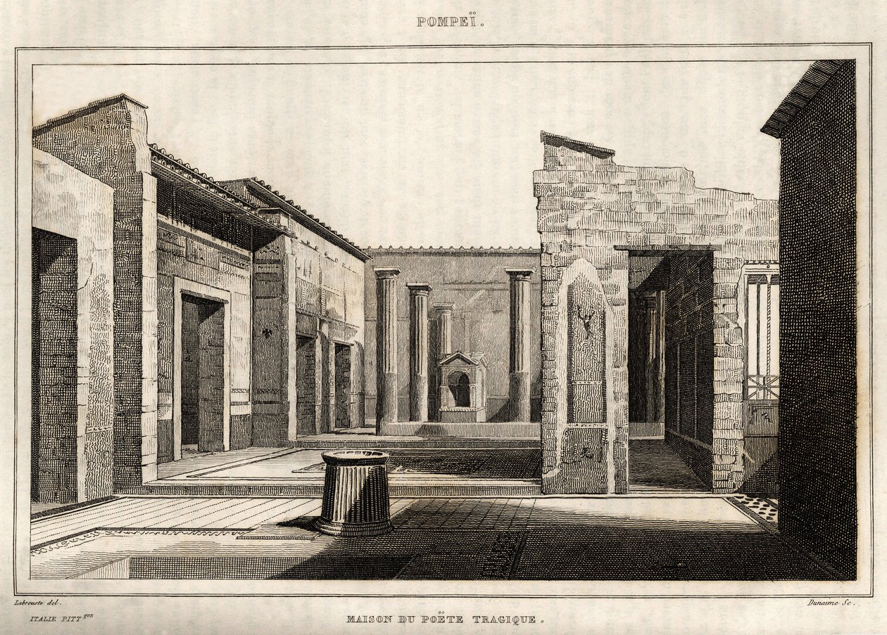 A casa do trágico poeta, em Pompeia, gravada por Labrouste de Henri Labrouste