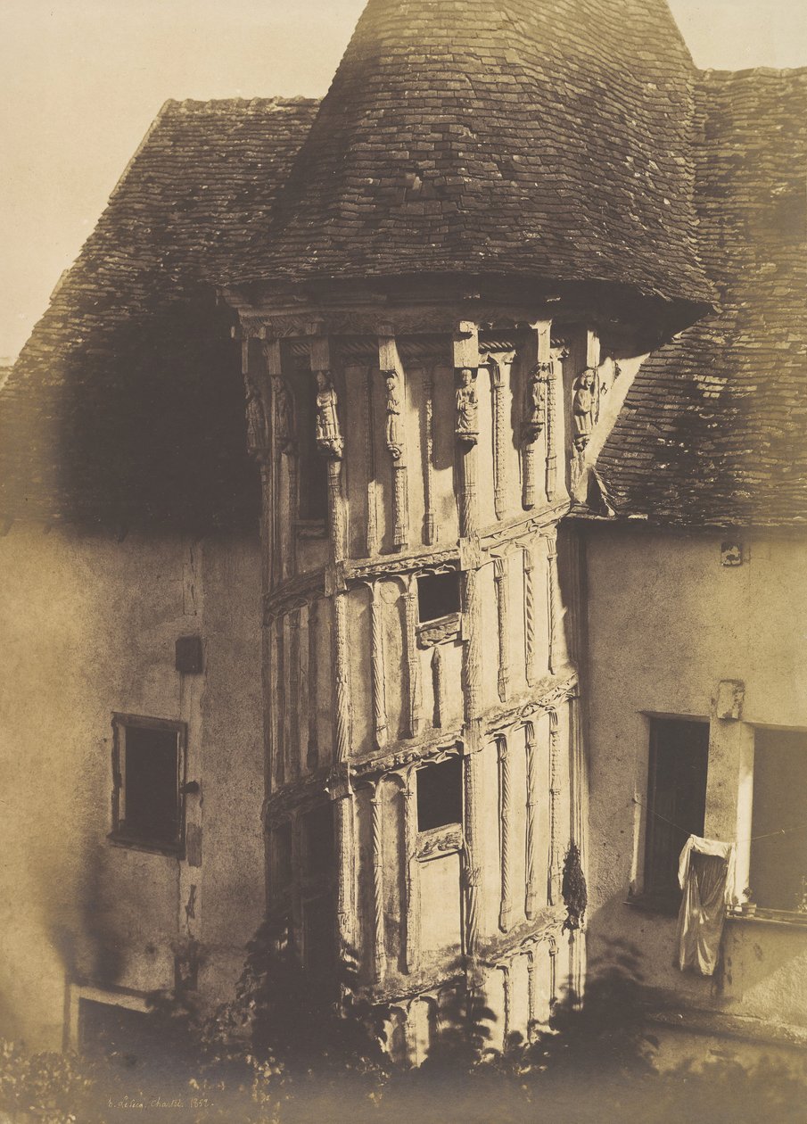 Escadaria de madeira em Chartres, 1852. de Henri Le Secq