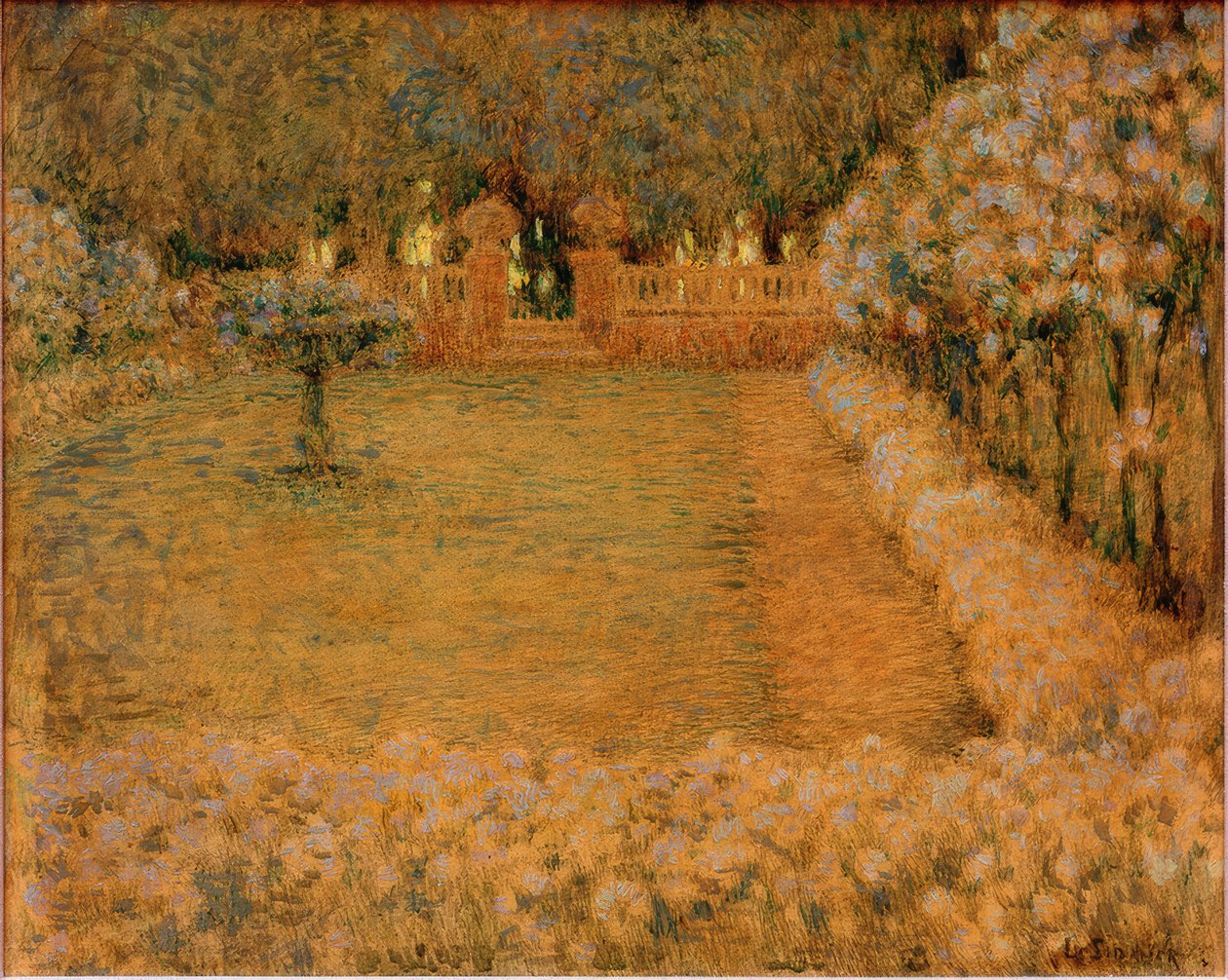 O jardim branco ao anoitecer em Gerberoy de Henri Le Sidaner