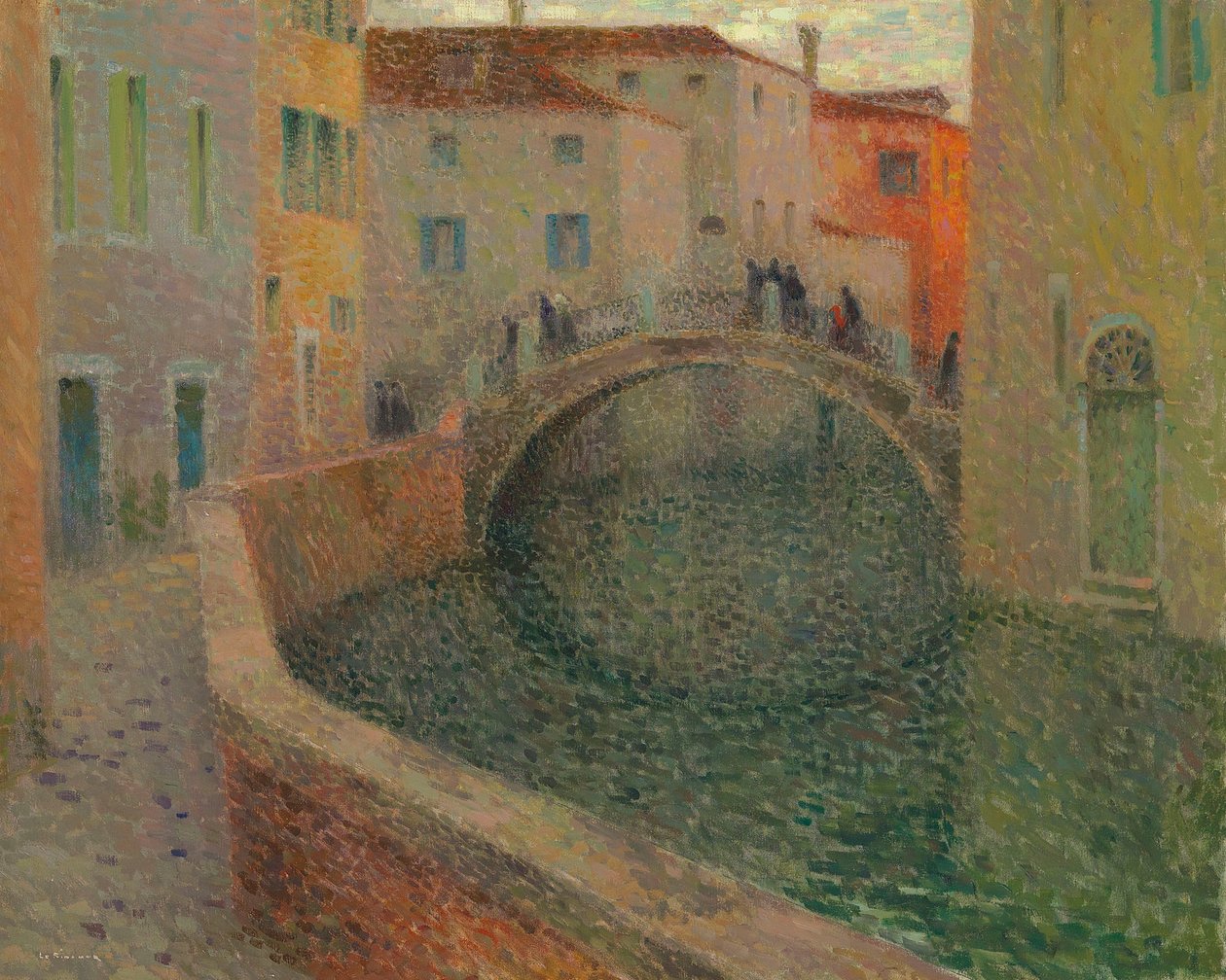 O pequeno canal, noite cinzenta, Veneza, 1907. de Henri Le Sidaner