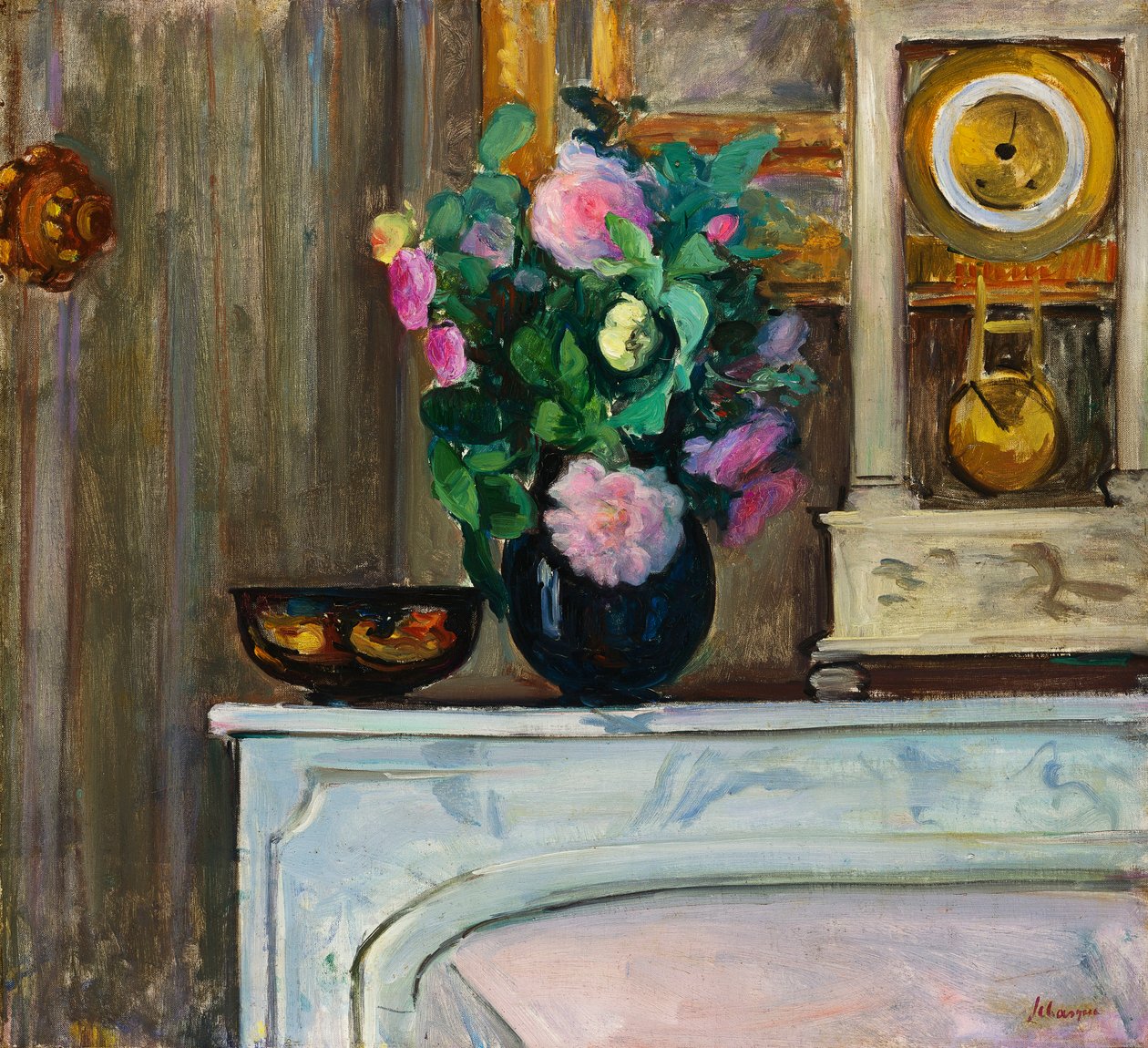 Buquê de flores na lareira, 1920 de Henri Lebasque