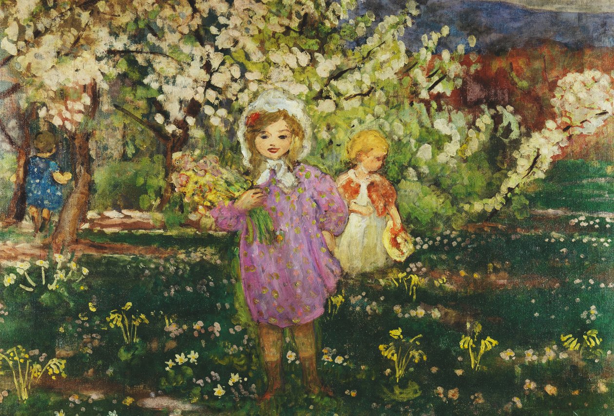 Crianças em um pomar em flor; Crianças um pomar em Bloom, 1914 de Henri Lebasque