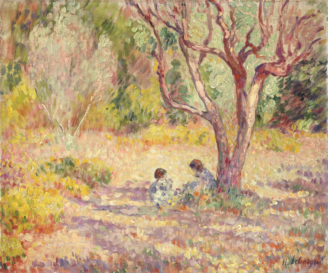 Jogos à sombra do jardim; Jogos à sombra do jardim, c.1906-1907 de Henri Lebasque