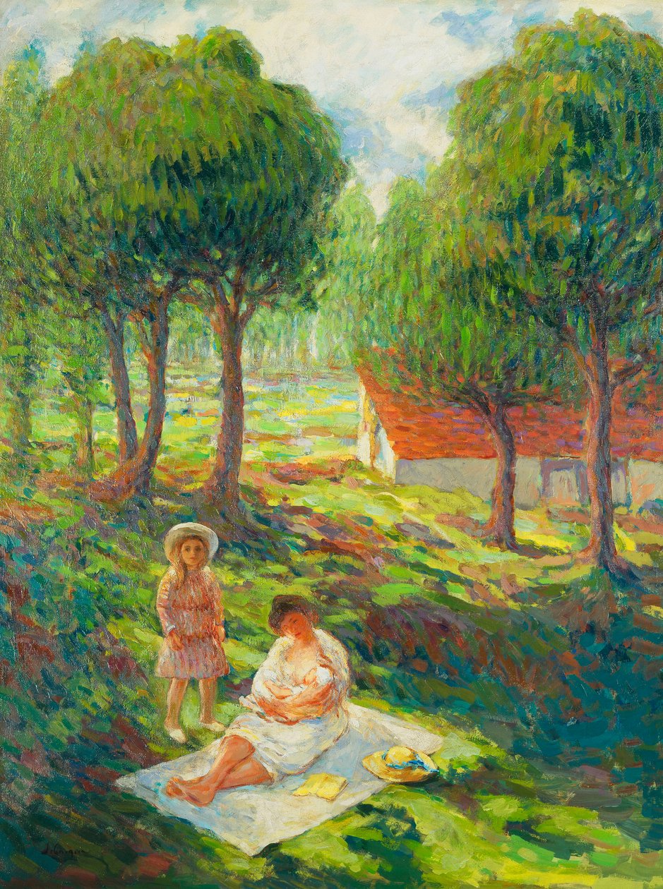 Mãe e filho em uma paisagem; Mãe e filho em uma paisagem, 1900 de Henri Lebasque