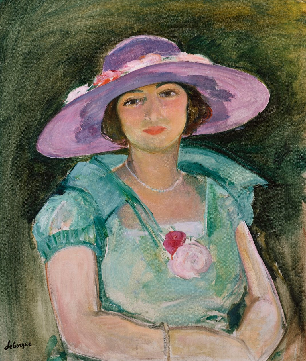 Retrato de Marthe Lebasque em um chapéu roxo, 1925-26 de Henri Lebasque