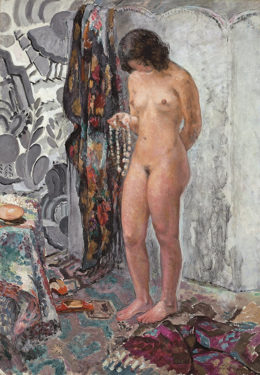Nu em pé com um colar, c. 1923 de Henri Lebasque