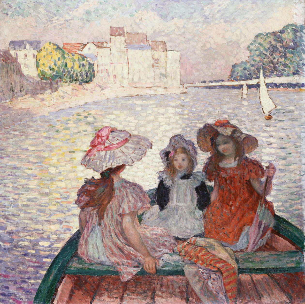 Três meninas em um barco de Henri Lebasque