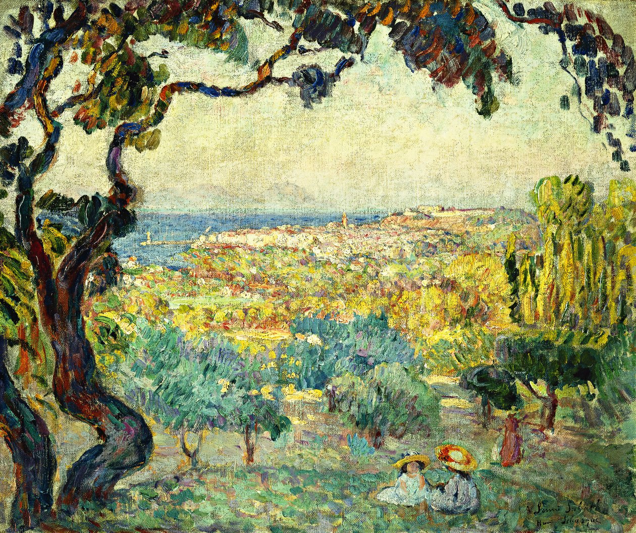 Dois filhos em uma paisagem costeira; Duas crianças em uma paisagem marítima, de Henri Lebasque