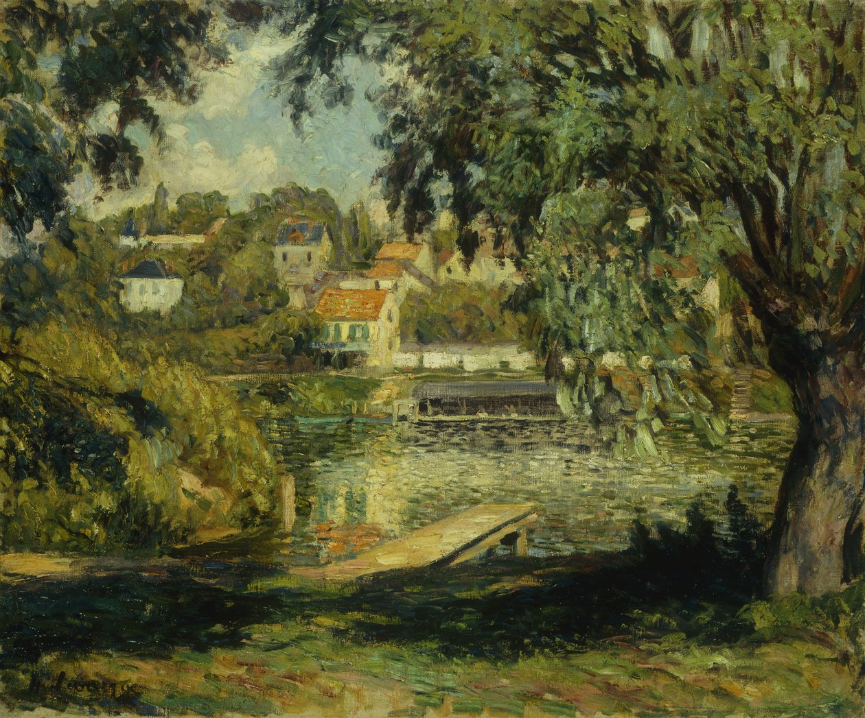 Aldeia nas margens do rio; Vila pelo rio, c.1900 de Henri Lebasque