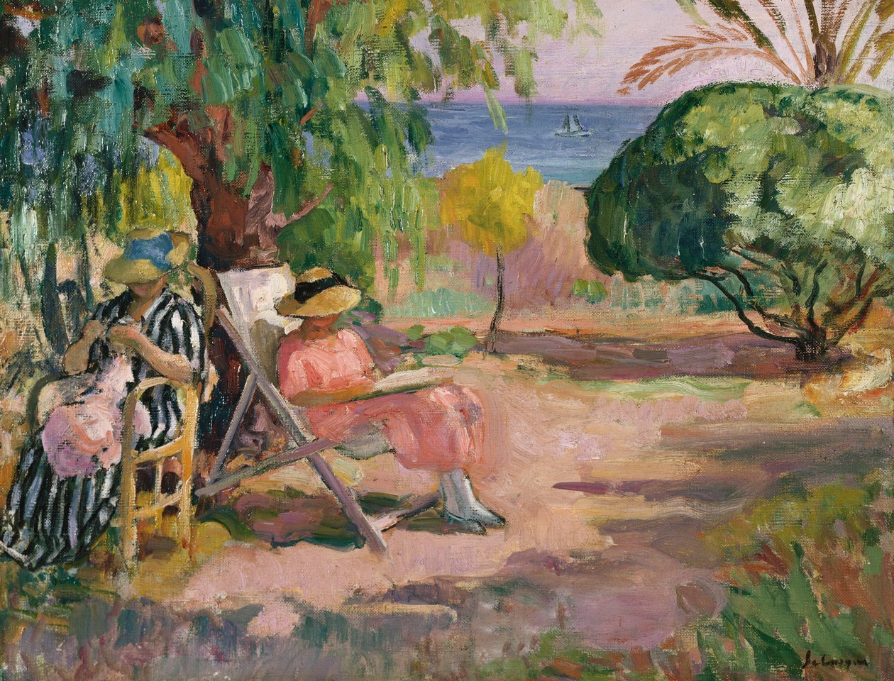 Costura feminina (óleo sobre tela) de Henri Lebasque