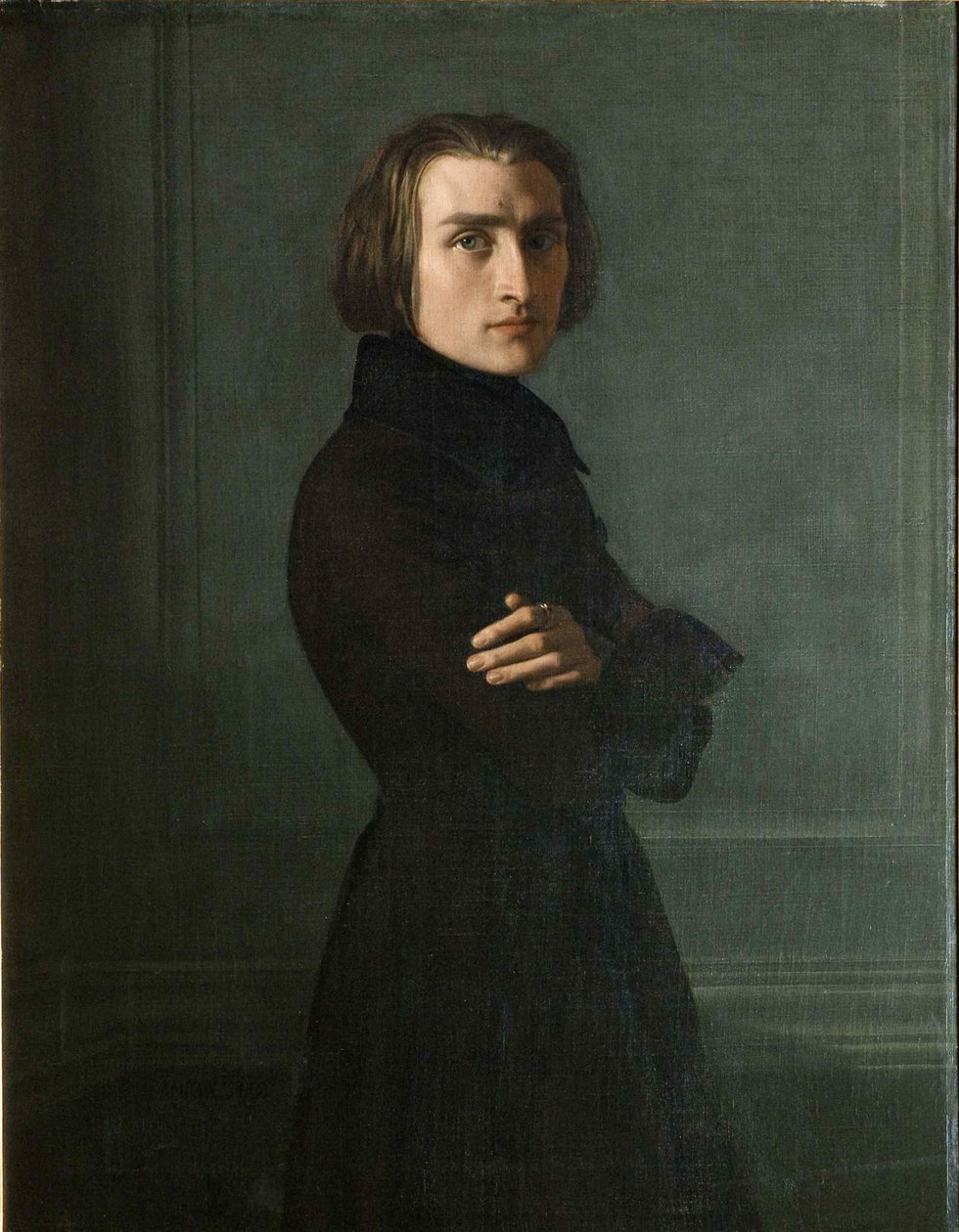 Retrato do compositor Franz Liszt 1811-1886, 1839. de Henri Lehmann