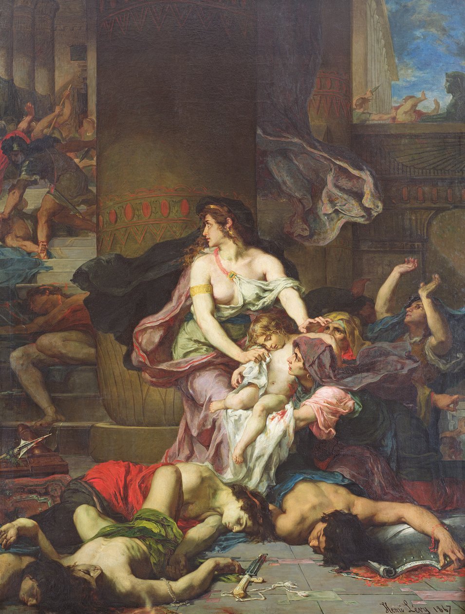 Joash salvou do massacre da família real, 1867 de Henri Leopold Levy
