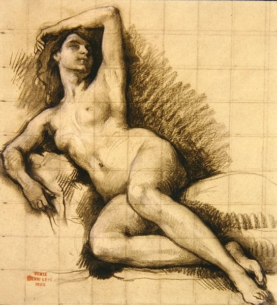 Estudo - Recling Female Nua de Henri Leopold Levy