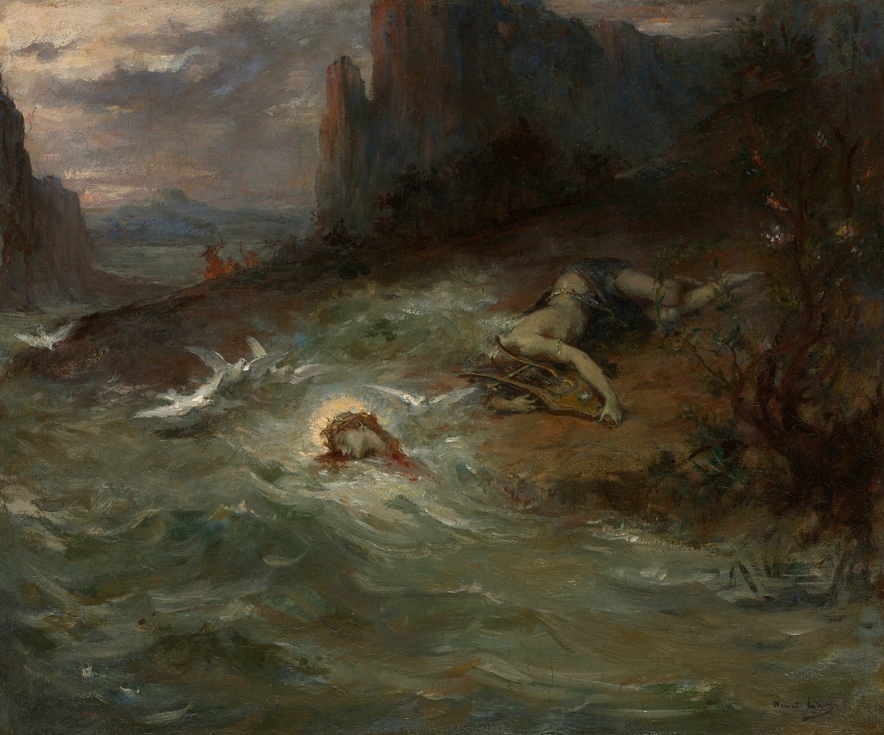 A Morte de Orfeu, c. 1870. de Henri Leopold Levy