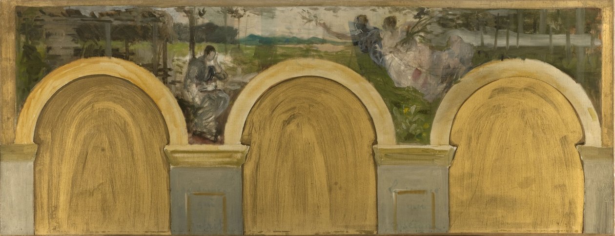 Esboço para o Salon des Sciences na Câmara Municipal de Paris: A Coroação da Ciência, entre 1888 e 1892 (óleo sobre tela, ao quadrado) de Henri Lerolle