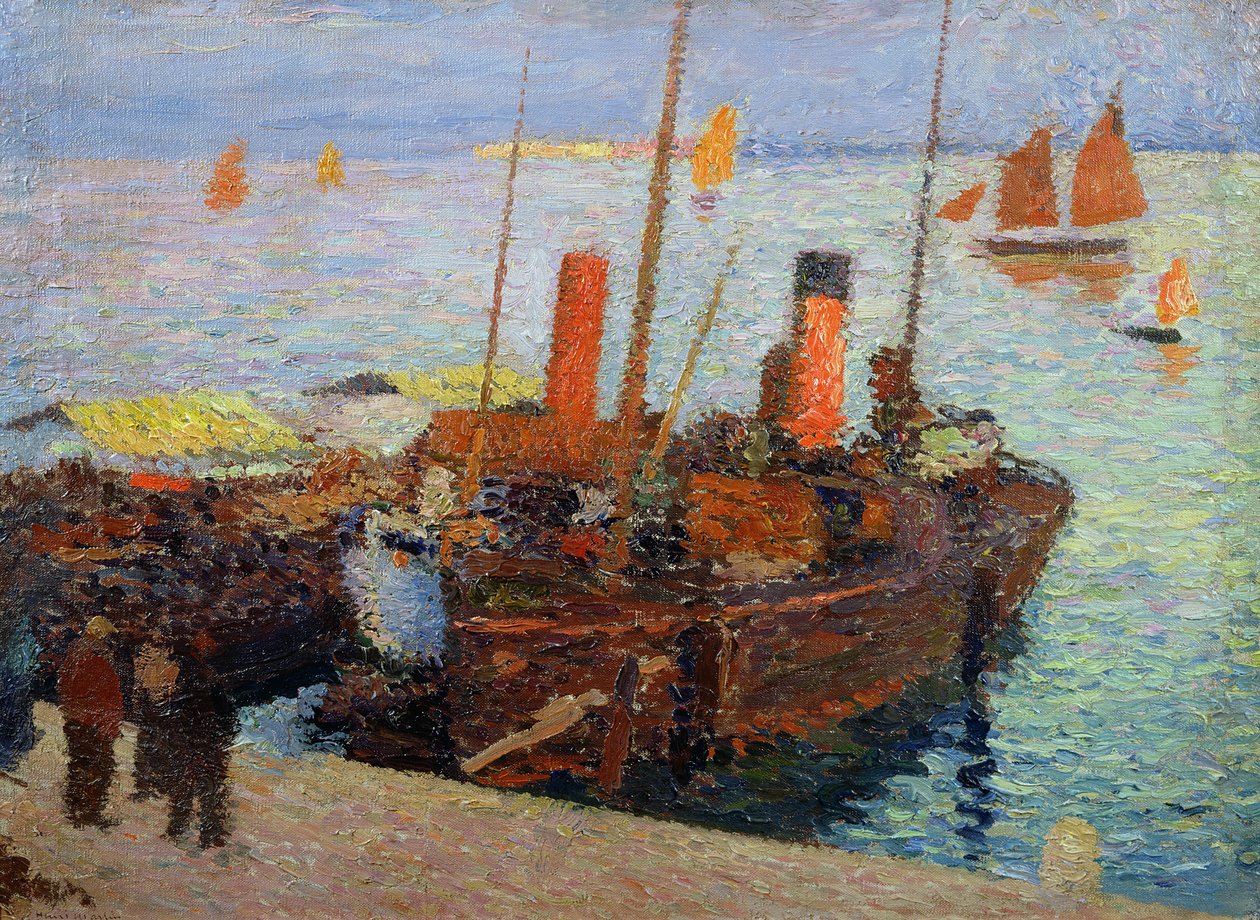 Barcos na Baía de St. Malo, c.1910 de Henri Martin