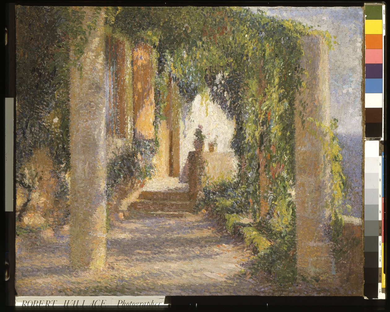 A Pérgola (La Pergola) (óleo sobre tela) de Henri Martin