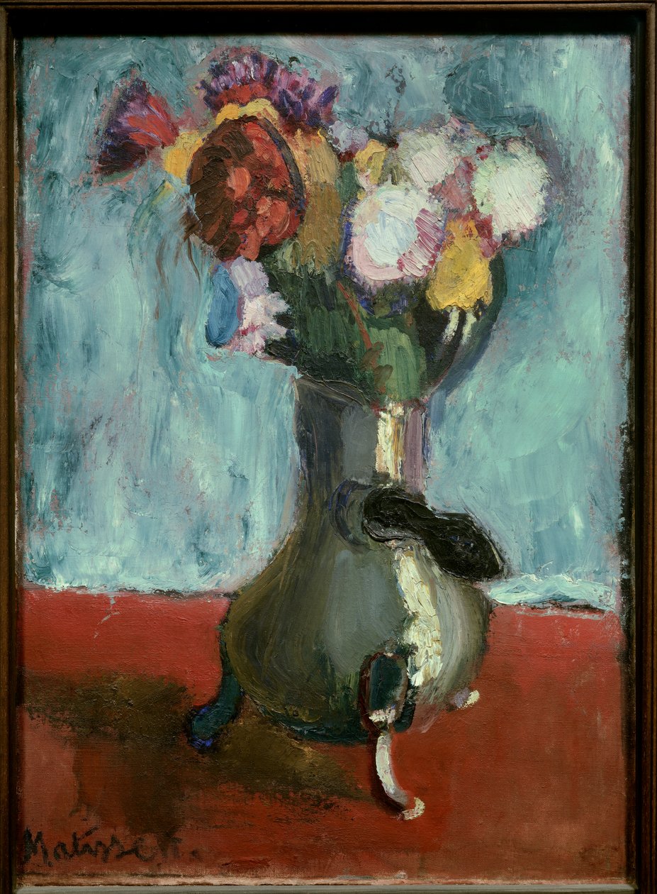 Bouquet de fleurs dans la chocolatiere 1902 (óleo sobre tela) de Henri Matisse