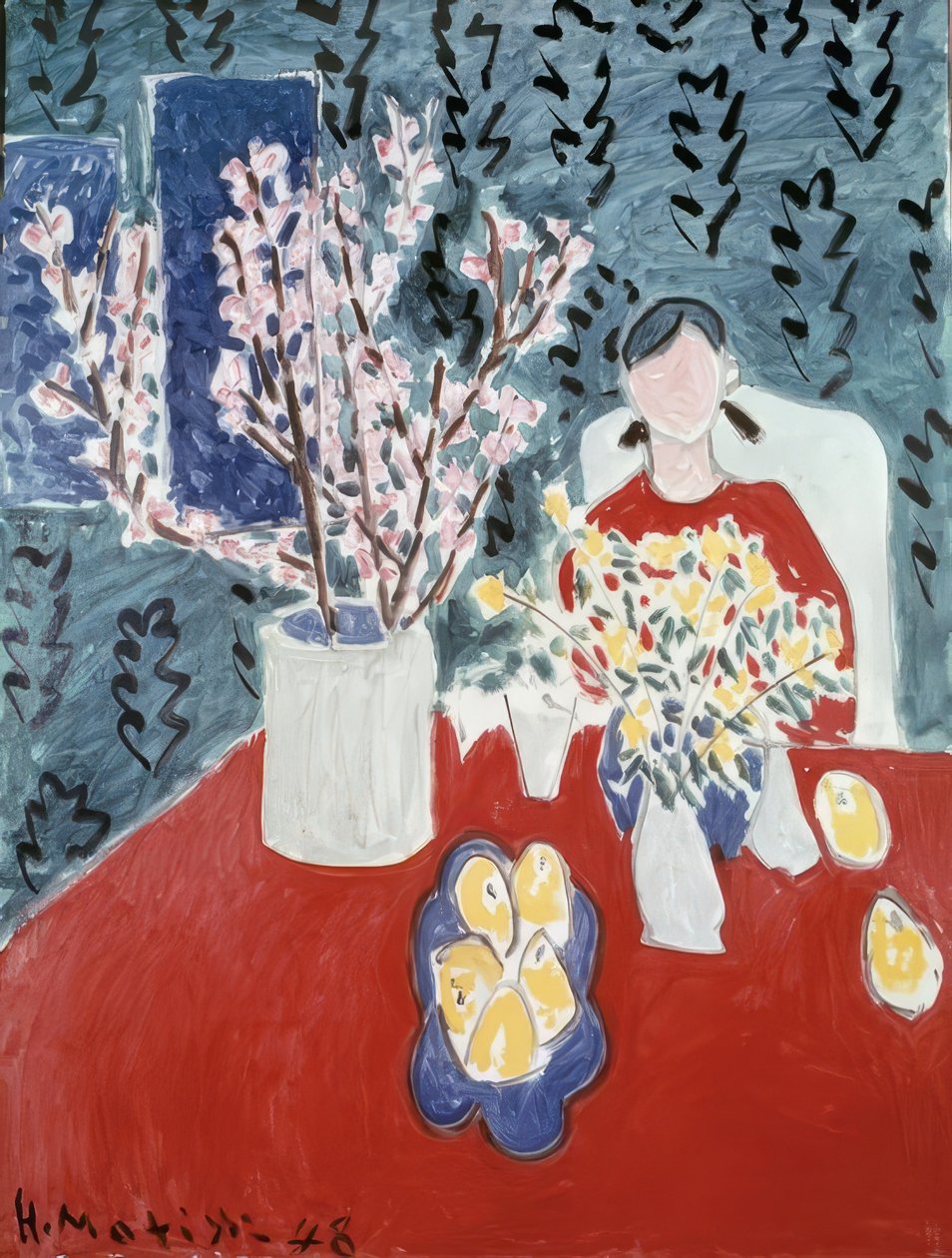 Ramos de ameixeira sobre um fundo verde de Henri Matisse