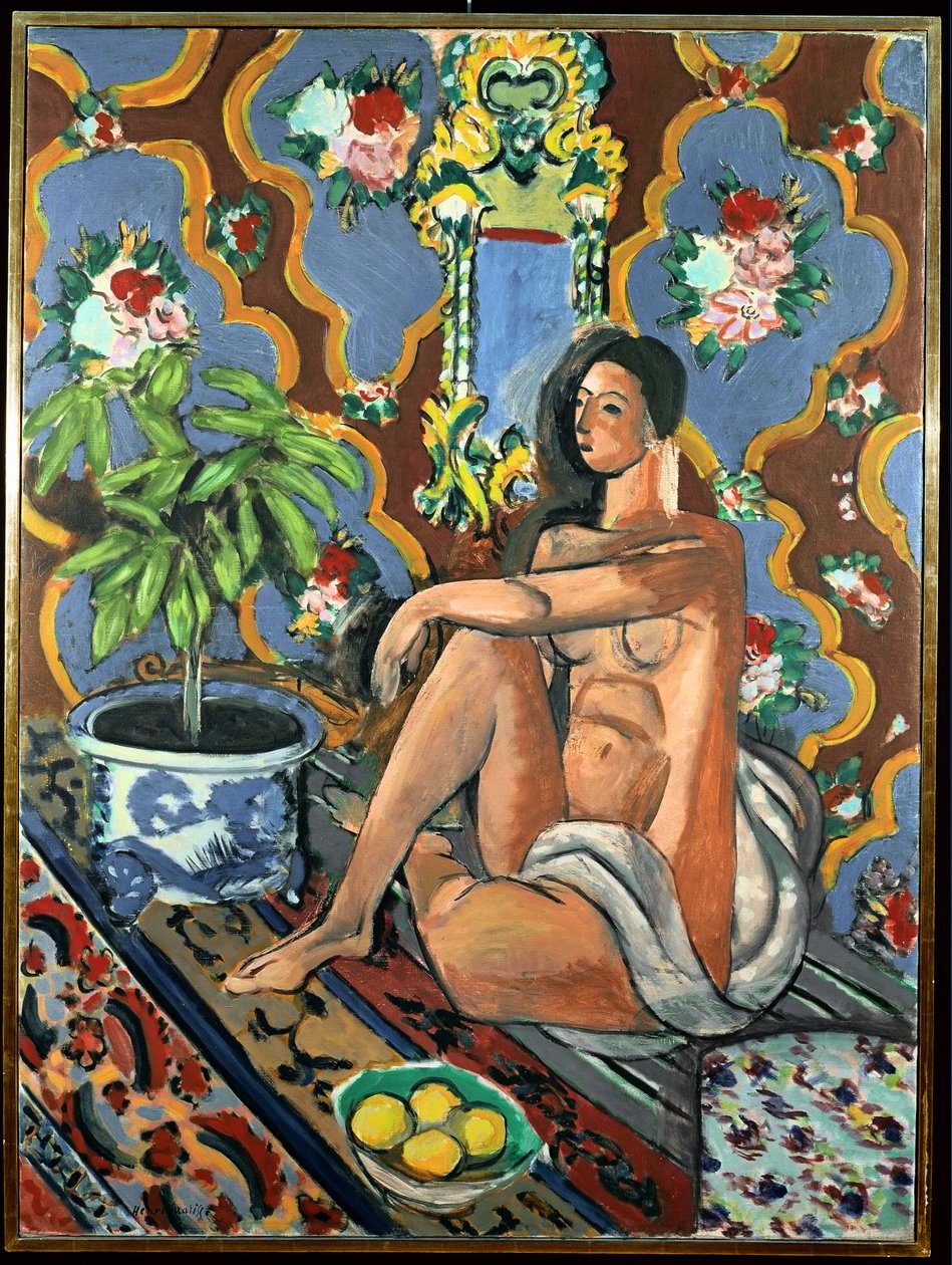Figura decorativa sobre um fundo ornamental de Henri Matisse