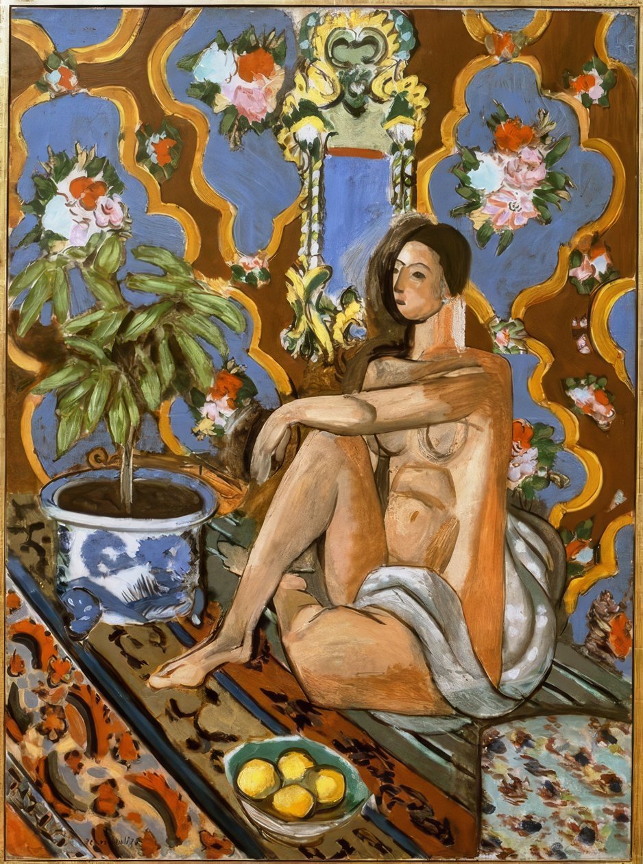 Figura decorativa sobre um fundo ornamental de Henri Matisse