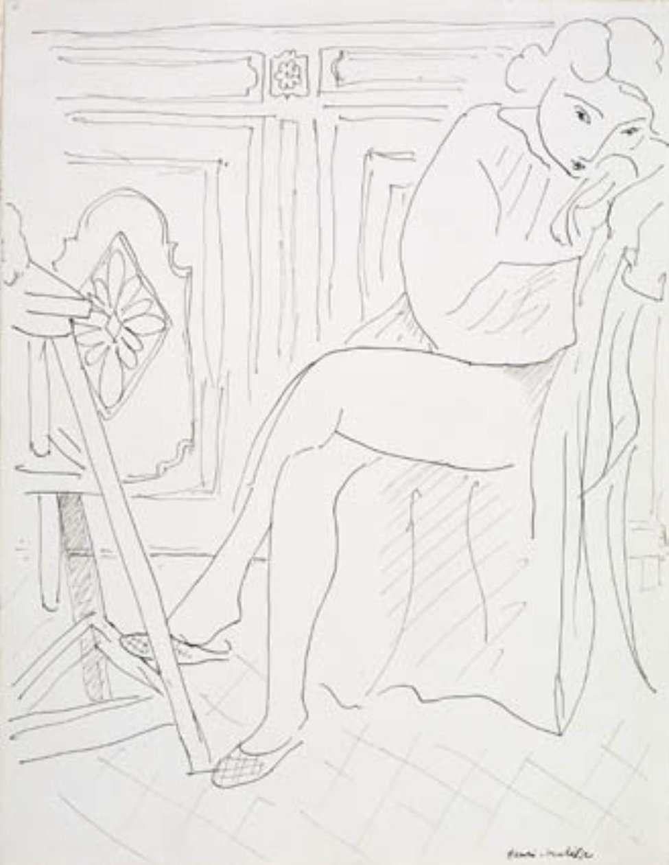 Modelo feminina a relaxar no estúdio de Henri Matisse