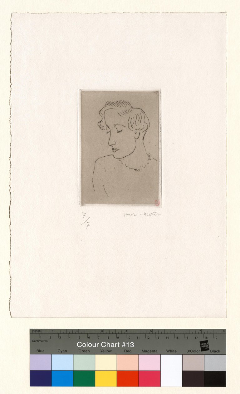 Mulher com os olhos baixos, em perfil de 3/4 para a esquerda de Henri Matisse