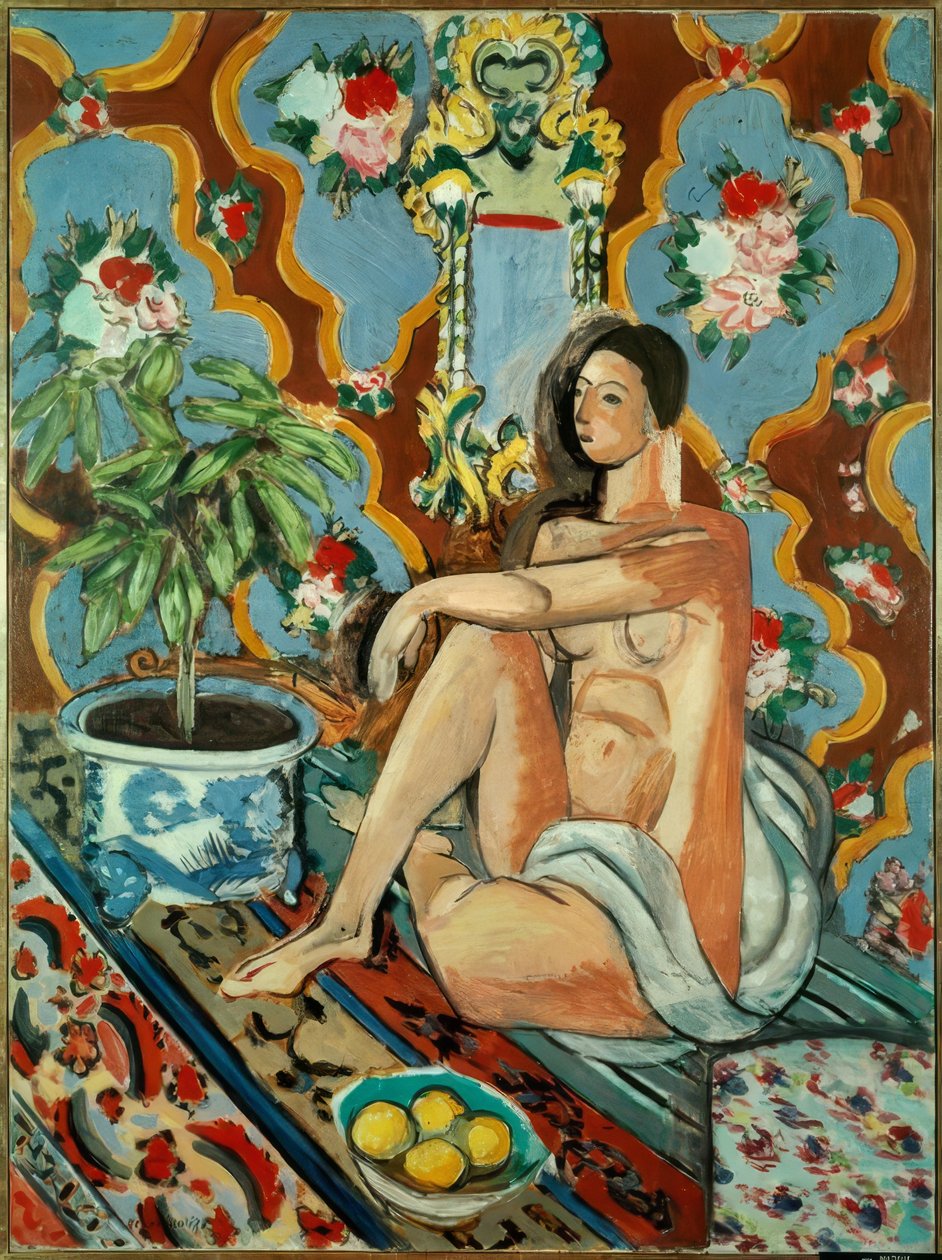 Figura decorativa sobre fundo ornamental de Henri Matisse