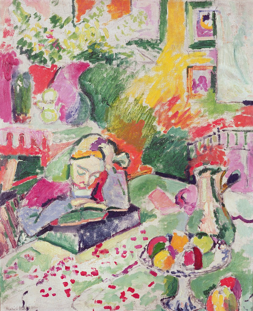 Rapariga a ler (óleo sobre tela) de Henri Matisse