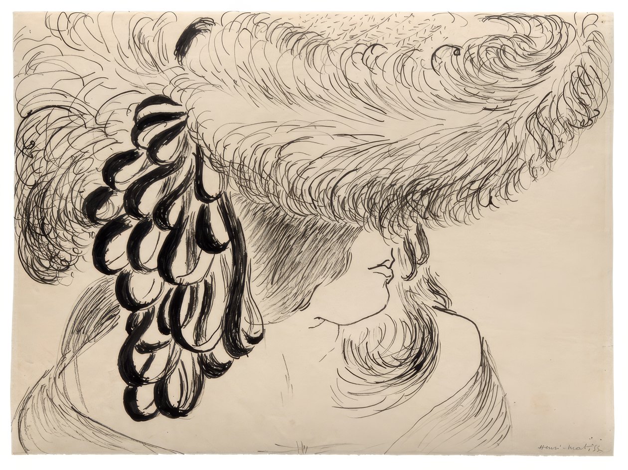Rapariga com chapéu de plumas (Mlle Antoinette) de Henri Matisse